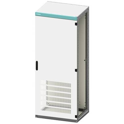 A tall, empty metal cabinet with ventilation slots and a single door. The cabinet stands freely and is used for storage.