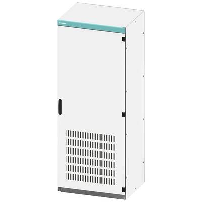 A large, rectangular, white control cabinet with ventilation slots and a lockable door. Ideal for industrial applications.