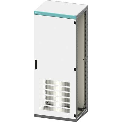 Control cabinet in grey with ventilation slots and side handles, suitable for electrical installations or controls.