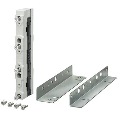 Switching device with metal brackets and screws, ready for installation; shows hardware components for electrical installations.