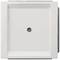 A square light switch in white with a central screw head in the middle.