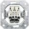 An electrical light switch in its mounting bracket, without a cover plate, with visible connections and fixing screws.