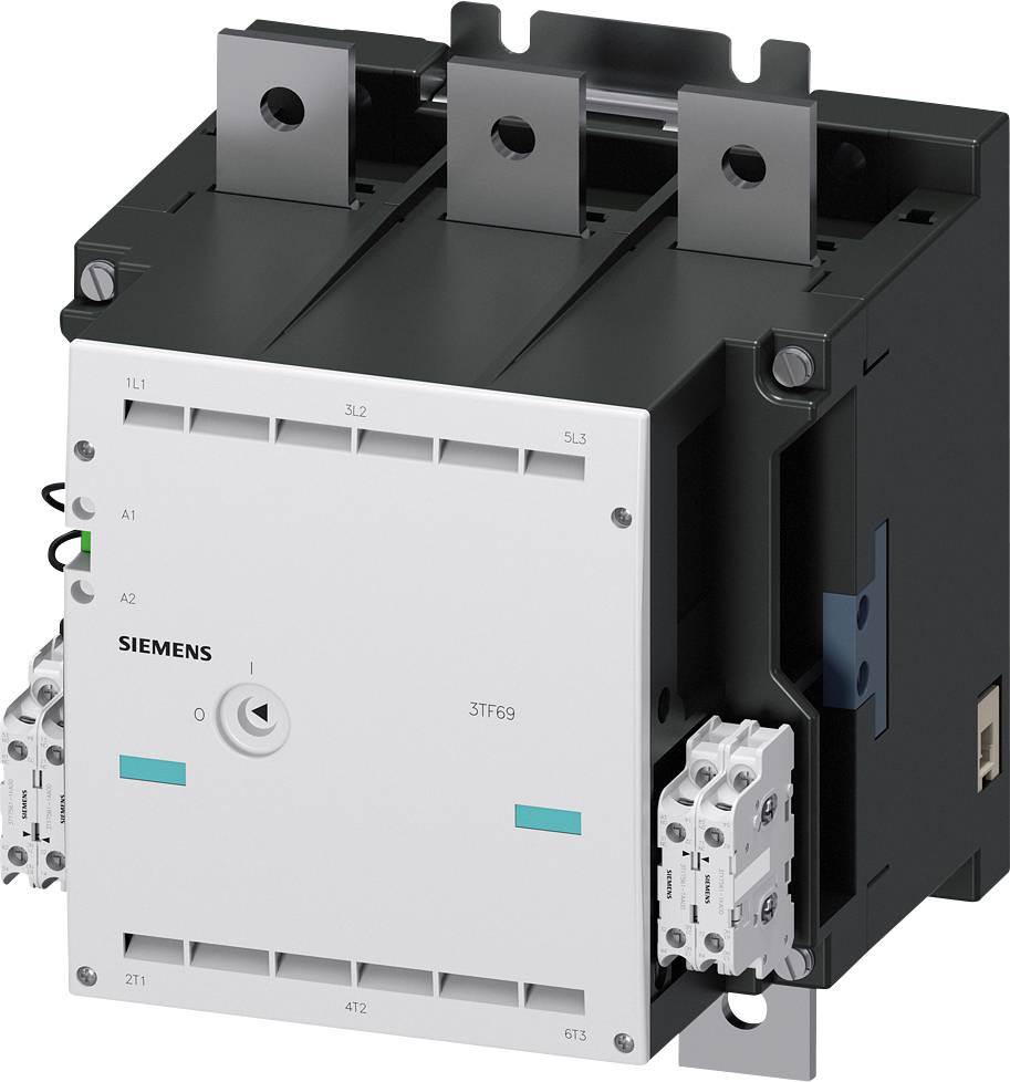 Three-pole Siemens contactor for controlling electrical circuits, with model number 3TF69.