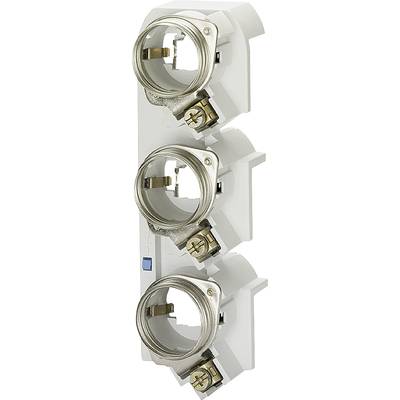 Three plastic and metal light bulb holders arranged vertically, suitable for use in light fittings or electrical appliances.