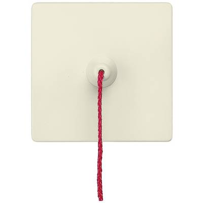 Beige pull cord switch with a red cord, typically used for light control in bathrooms.
