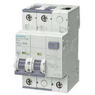 A white consumer unit with two toggle switches and grey buttons marked 'Siemens'. The device is for electrical fuses.