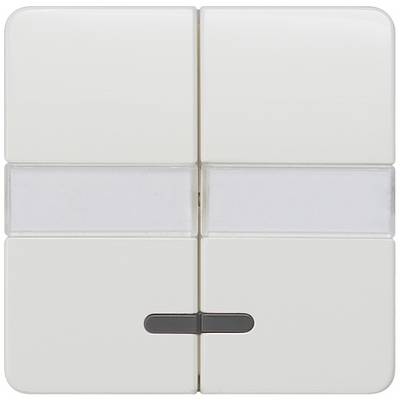 A square, white push-button panel with four buttons and a horizontal, transparent strip in the middle.