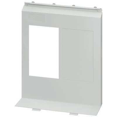 A rectangular metal mounting bracket with recesses for indicators, possibly part of a modular control cabinet system.