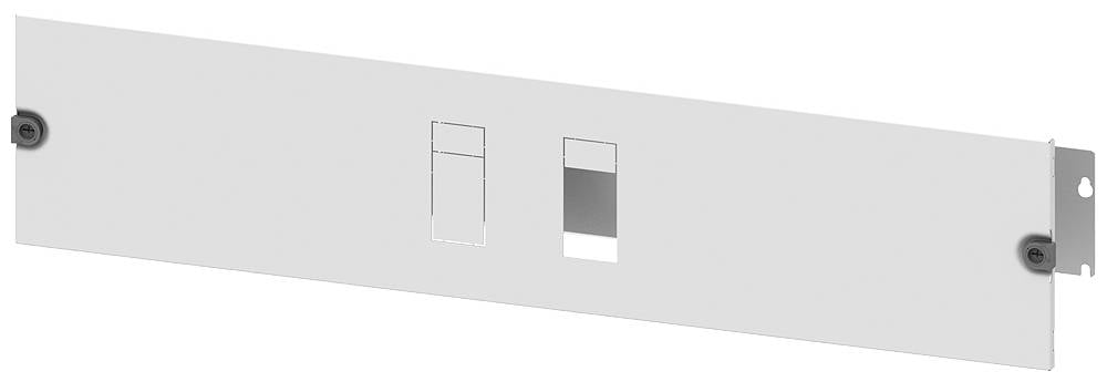 White cover plate with two cutouts for connectors, mounted between two fixing points.