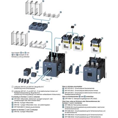 Assembly Instructions for Circuit Breakers with Accessories and Extensions, including Connection Method and Positioning Details.
