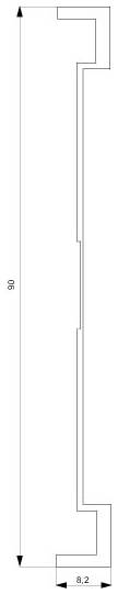 Technical drawing of an L-profile with a total length of 83 mm and a width of 8.2 mm.