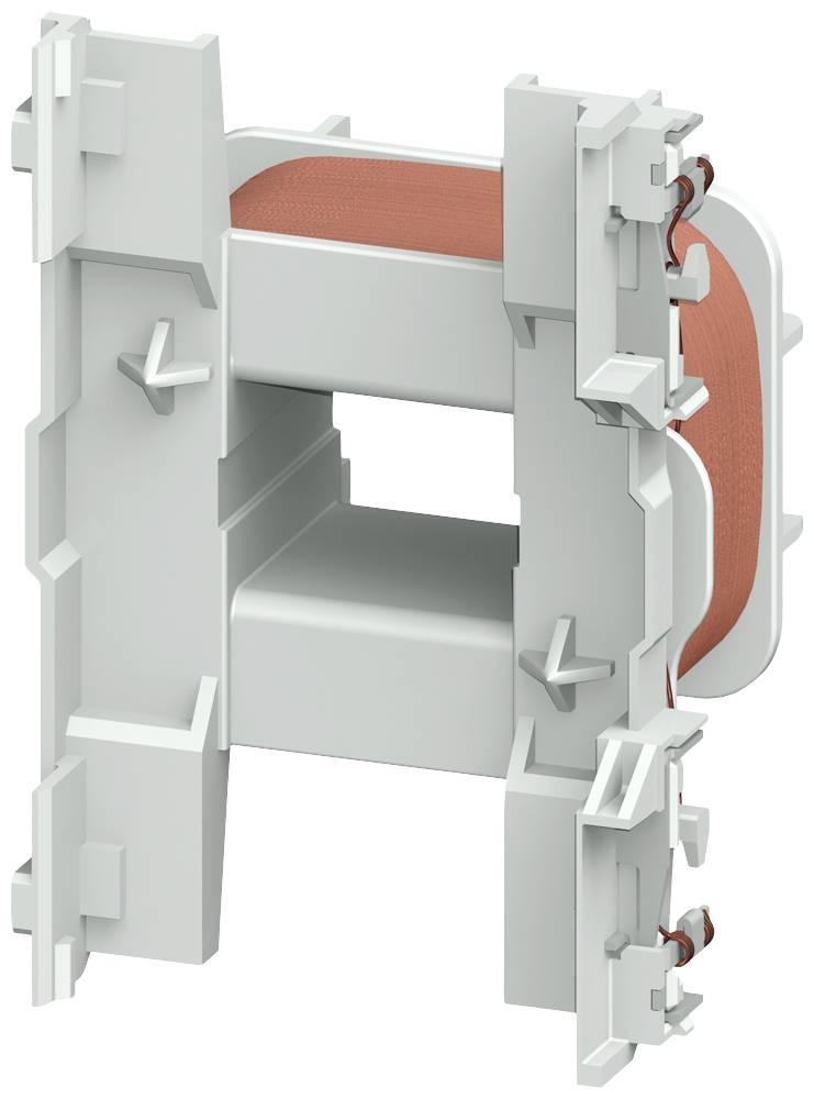 A grey technical component with a copper-coloured coil in the centre, which is possibly a transformer or an inductor.