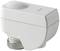 Siemens radiator thermostat in white, side view, compact and modern in design.