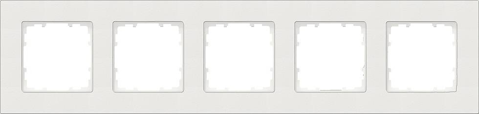 Five-gang switch frame in plastic, beige, suitable for wall mounting.