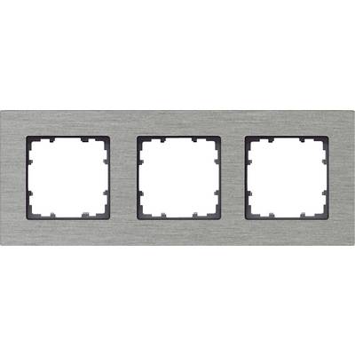 Three empty rectangular recesses in a metal plate, presumably for inserting switches or sockets.