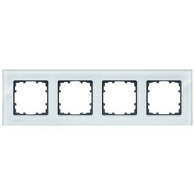 Four-gang frame for electrical switches or sockets, without inserts, in a neutral colour.