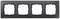 Four-gang switch frame in black material, suitable for housing four switches or sockets in a row.