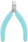 A diagonal side cutter with turquoise handles, suitable for precise cutting work in electronics and craftsmanship.