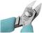 A side cutter by Weller Erem, model 522N, held by a hand wearing a turquoise glove, against a white background.