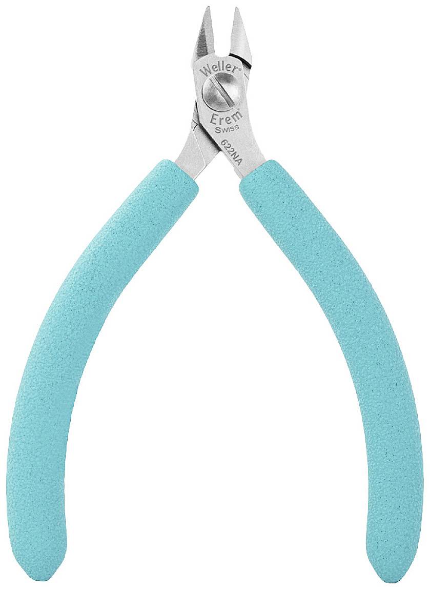 A blue-green wire-cutting pliers with curved handles and silver blades, suitable for precise cutting in craft work.