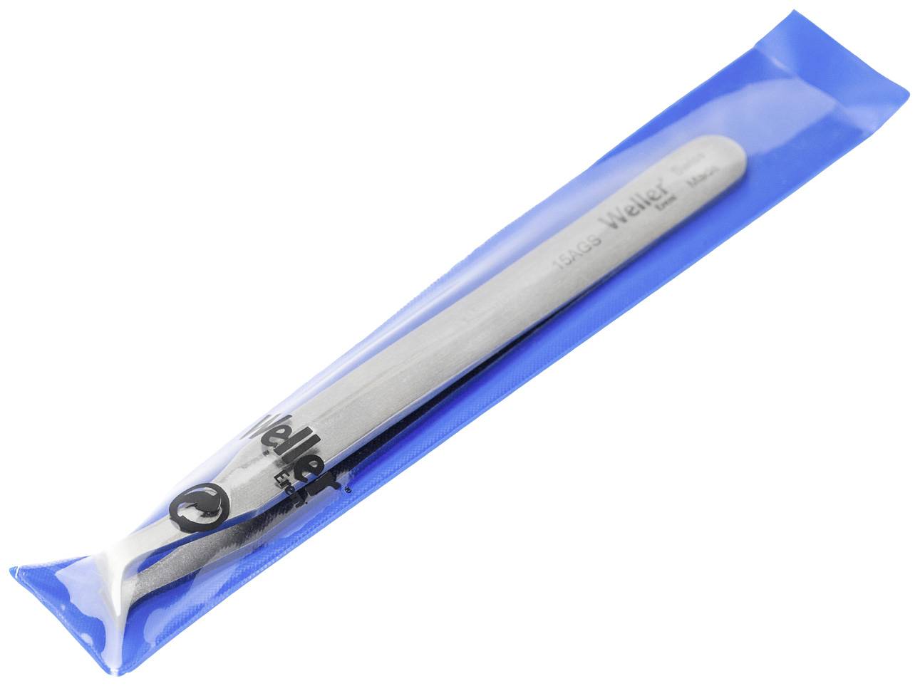 Weller soldering iron tip in a blue plastic packaging, rectangular with rounded ends and silver surface.