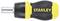 A short screwdriver with a yellow and black handle. The text 'STANLEY' is printed in yellow lettering on the handle.