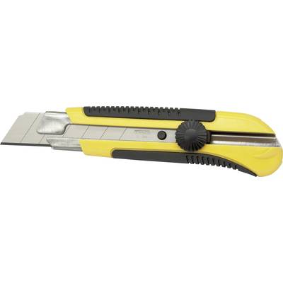 A yellow and black universal knife with a retractable blade, suitable for cutting tasks.