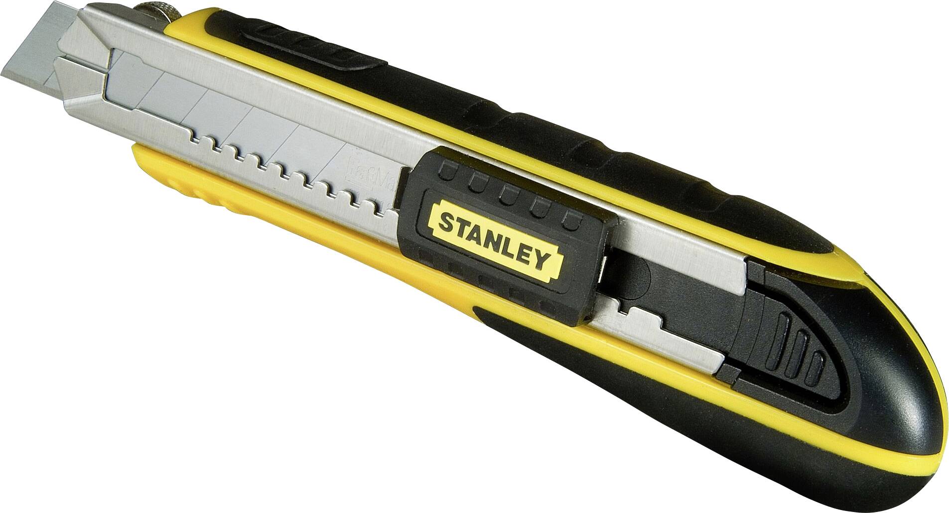 A yellow and black universal knife with a retractable blade and 'Stanley' logo on the side.