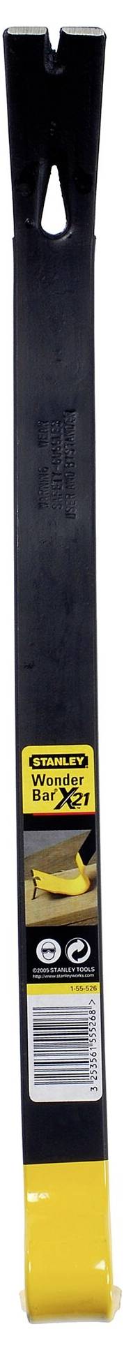 A yellow and black claw hammer with a label displaying brand and product information. Used for removing nails.