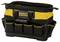 A black and yellow tool bag with multiple external pockets, branded 'Stanley Fatmax'. Ideal for transporting tools.