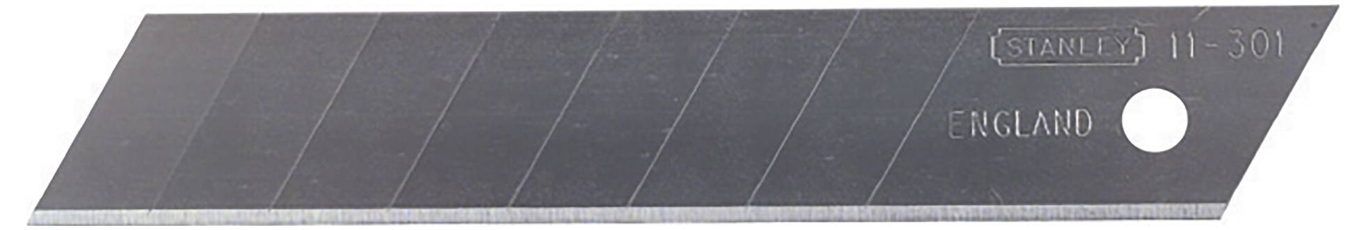 Replacement blade for a Stanley carpet knife with an angled edge and multiple snap-off segments.