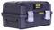 A black Stanley FatMax tool case with robust metal latches. Ideal for securely storing and transporting tools.