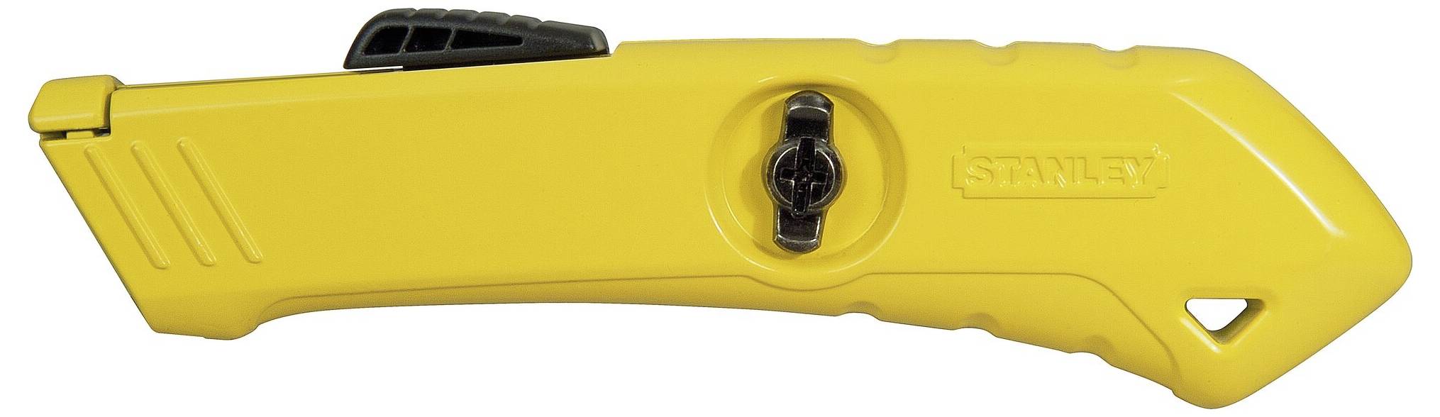 Yellow carpet knife with black sliding blade and integrated handle.