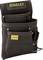 Black Stanley tool belt with multiple compartments, robust design for tools, with yellow Stanley logo at the top.