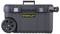 Black toolbox with wheels and handle. Yellow 'STANLEY' logo in the centre. Two silver latches on the top.