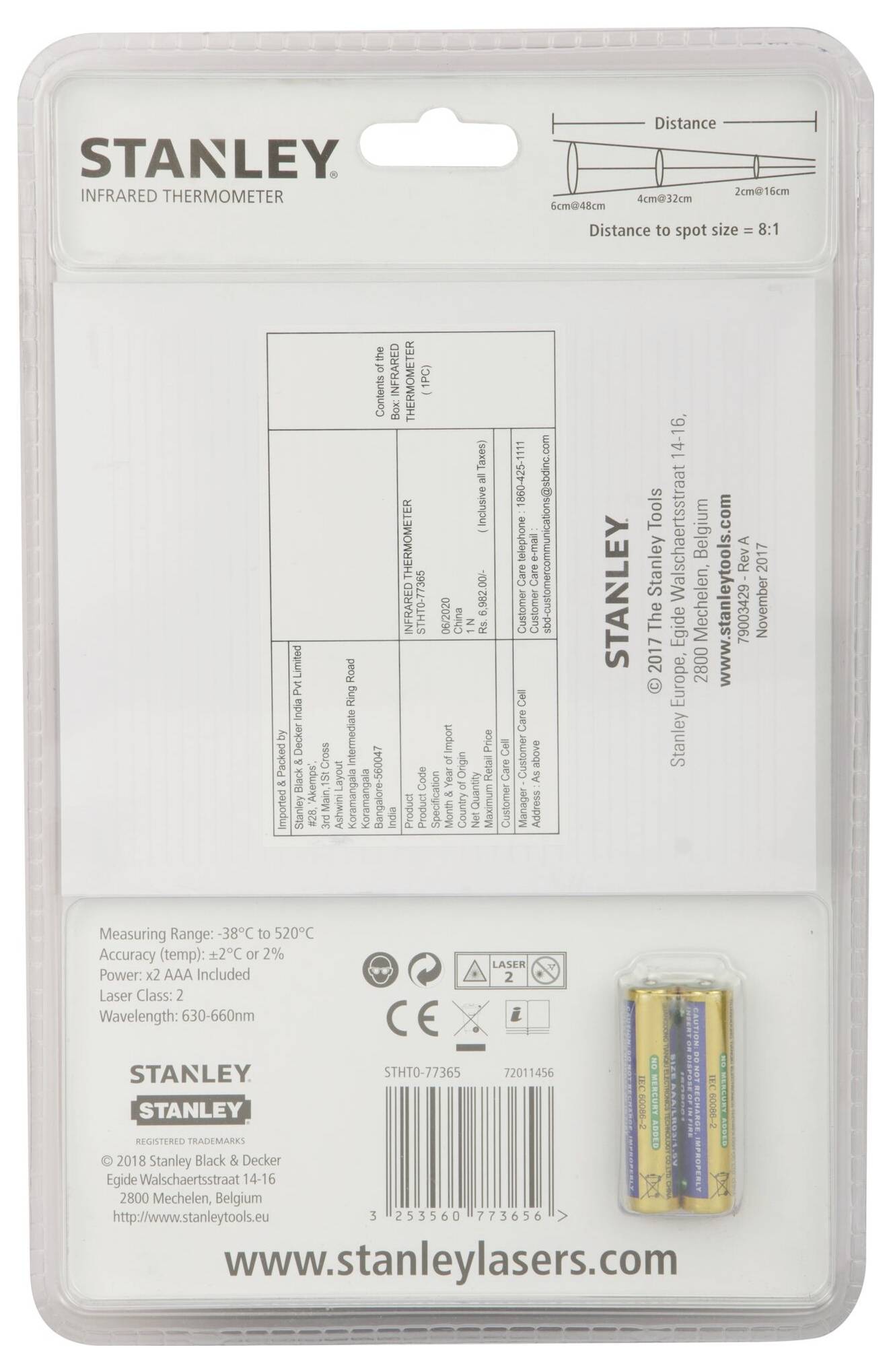 STANLEY INT077365 IR thermometer Display (thermometer) 8:1 -38 - 520 °C-8