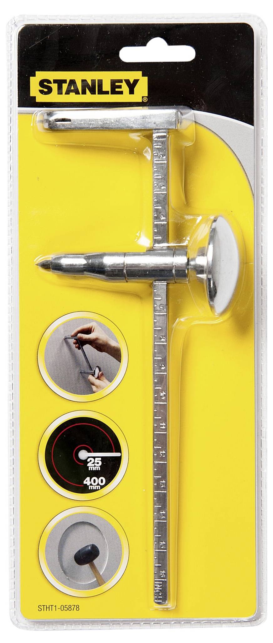 'Stanley' multi-purpose cutting tool in packaging, including ruler, extending blade, and replacement blade.