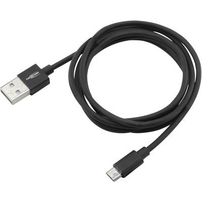 Black USB cable with a USB-A plug on one side and a Micro-USB plug on the other, on a white background.