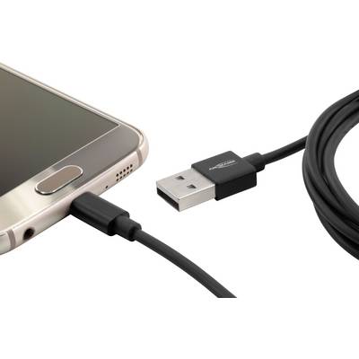 Smartphone with plugged-in charging cable, with a USB plug beside it.