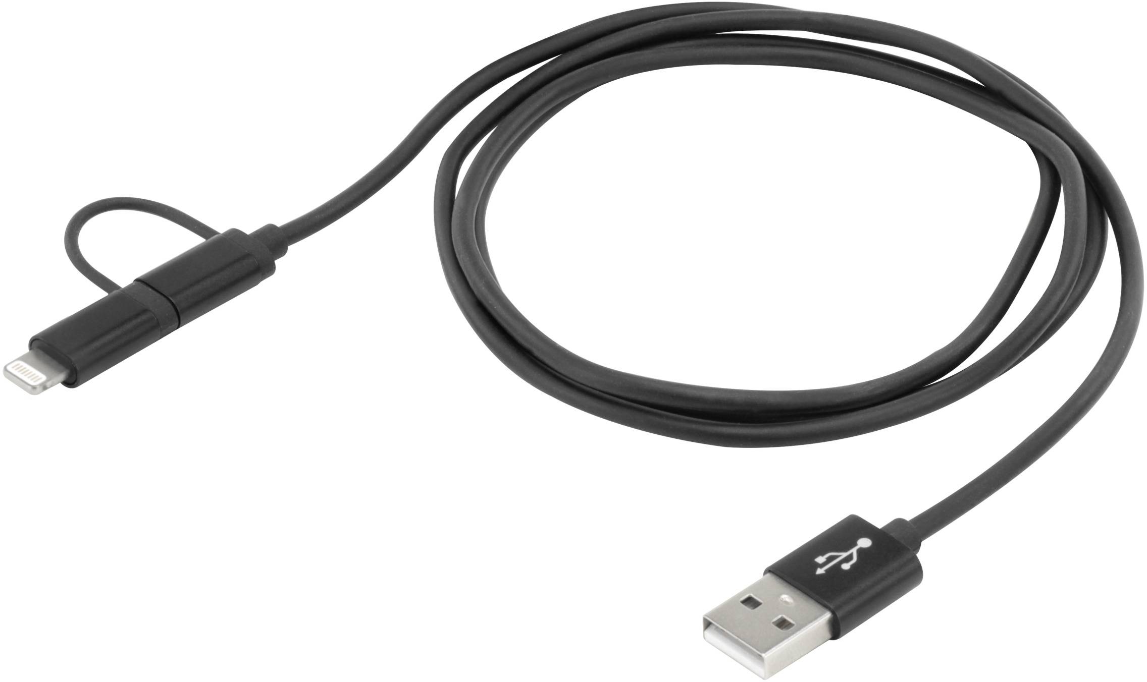 Ansmann USB cable 1.20 m Black Aluminium connector, TPE coating 1700-0082-2