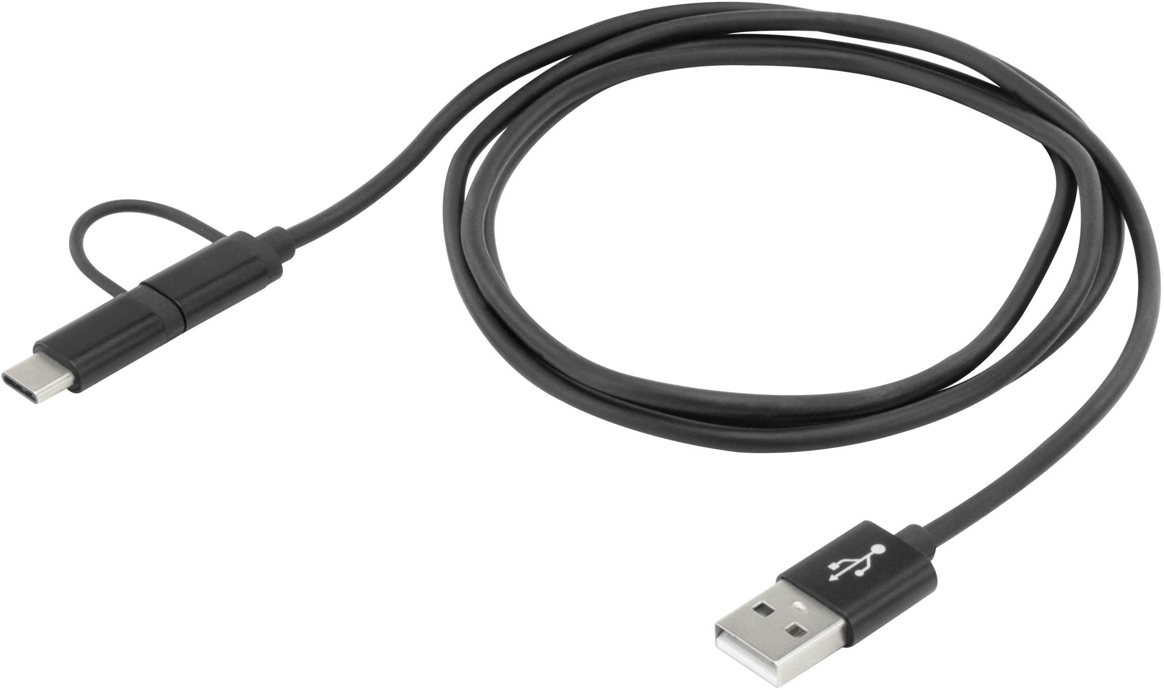 Ansmann USB cable USB 2.0 USBA plug, USB MicroB plug, USBC® plug 1.