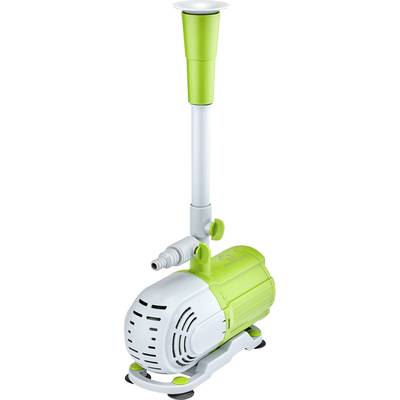 A green and white pond pump with a long outlet pipe, suitable for water circulation in garden ponds or aquariums.