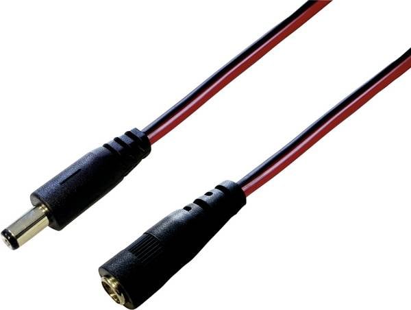 TRU COMPONENTS TC-2516077 Low power extension cable Low power plug - Low power socket 5.5 mm 2.1 mm 5.5 mm 2.1 mm 3.00 m 100 pc(s)