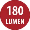 Red circular label with white text '180 LUMEN'.