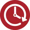 Red circular clock icon with a white arrow around the clock, suggesting time, refresh, or timer.