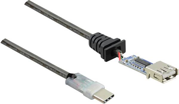 Renkforce USB cable USB 2.0 USB-C® plug, USB-A socket 7.50 m Black gold plated connectors RF-4752800