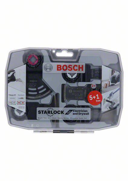 Bosch Starlock Accessory Set for Electricians and Drywall, in Plastic Case, Contains Various Saw Blades and Accessories