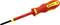 A red screwdriver with an insulated handle and yellow accents. Suitable for electrical tools.