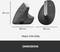 Dimensions of an ergonomic mouse: Height 127 mm, Width 102 mm. Weight: 0.5 lb (227 g). Side view and rear view shown.