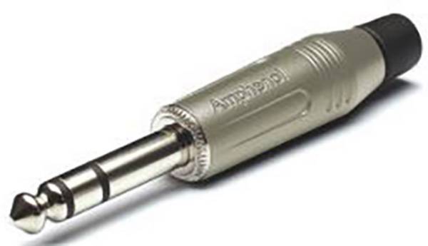 Amphenol ACPS-GN 6.35 mm audio jack Plug, straight Number of pins: 3 Stereo Silver 1 pc(s)